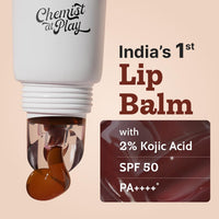 Chemist At Play Chocolate Tinted Lip Balm for Dark, Dry, Chapped and Pigmented Lips| Gives 24 hours moisturization| SPF 50 PA+++| Has Kojic Acid, Hyaluronic Acid, ceramides & Peptides| 10gms