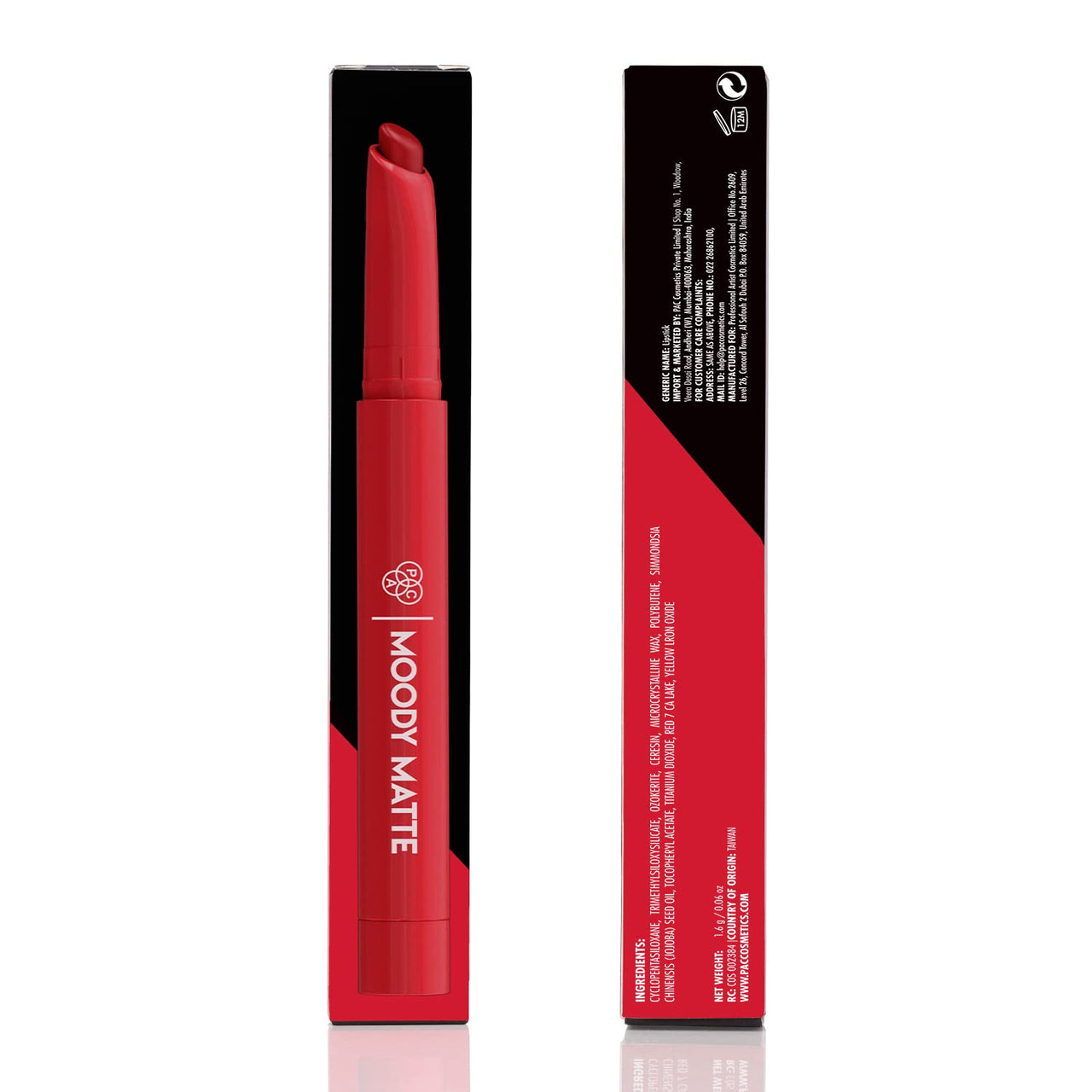 PAC Moody Matte Lipstick | Transfer Proof Lipsticks for Women with Rose oil | Highly Pigmented, Feather Light, Brightening Lip Color | Creamy Long Lasting for All Skin Types | Birthday Bash - 1.6g