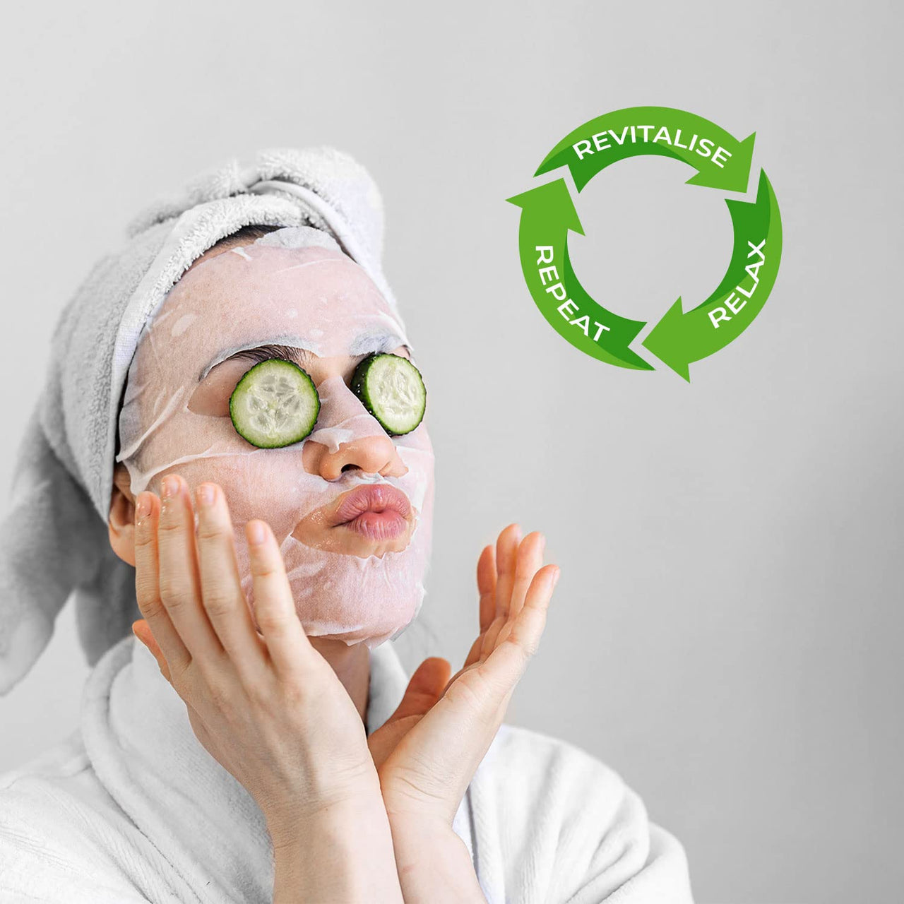 Just Herbs Sheet Mask Glowing Skin Serum Masks, 20g (Green Tea, Mint, Cucumber)