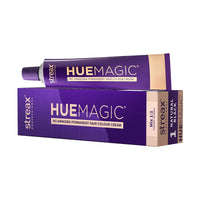 Streax Professional HueMagic Permanent Hair Colour Cream, 90gm | Black Hair Colour, Natural Black 1 | No Ammonia hair Color| For All Hair Types