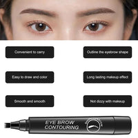Luxenwell Eyebrow Contouring Pen, Waterproof Microblading Eyebrow Pencil with 4-Prong Micro-Fork-Tip Applicator, Liquid Eyebrow Pencils for women Creates Natural Looking Brows Effortlessly (Black)