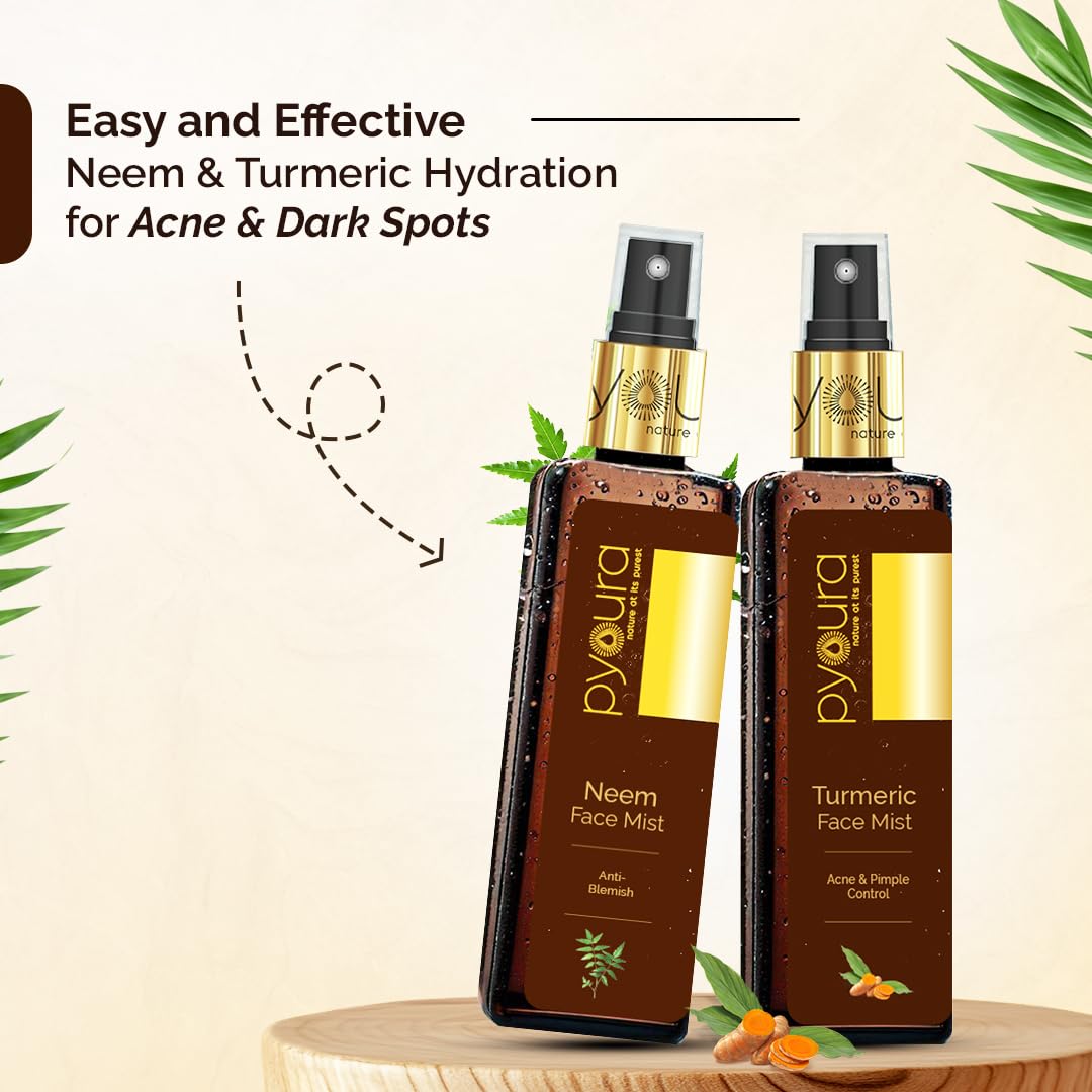 PYOURA Dark Spot Pigmentation Neem Face Toner Mist 100ml, Skin Brightening Natural Face Serum, Toner For Acne Prone, Open Pores Tightening, Glowing Skin, Alcohol Free, For Dry Oily Combination Skin