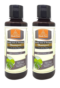 Khadi Pure Herbal Amla & Bhringraj Shampoo/Hair Cleanser, 210 ml (Pack of 2)