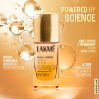 Lakmé Natural Makeup For All Skin Type+Skincare Vitc Superglow Skin Perfecting Liquid Medium Coverage Tint Cool Ivory C100 25Ml 1 Count