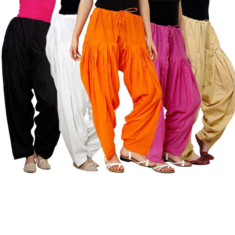 Pistaa's  Women's  Regular Fit Patiala Bottom (Multicolor, Free Size, Pack of 5)