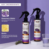 WOW Skin Science Rosemary + Biotin Pro Hair Growth Water Spray | Thicker & Fuller Hair | Rosemary Water For Hair Growth | No Parabens, Sulphates or Silicones | 200 ml