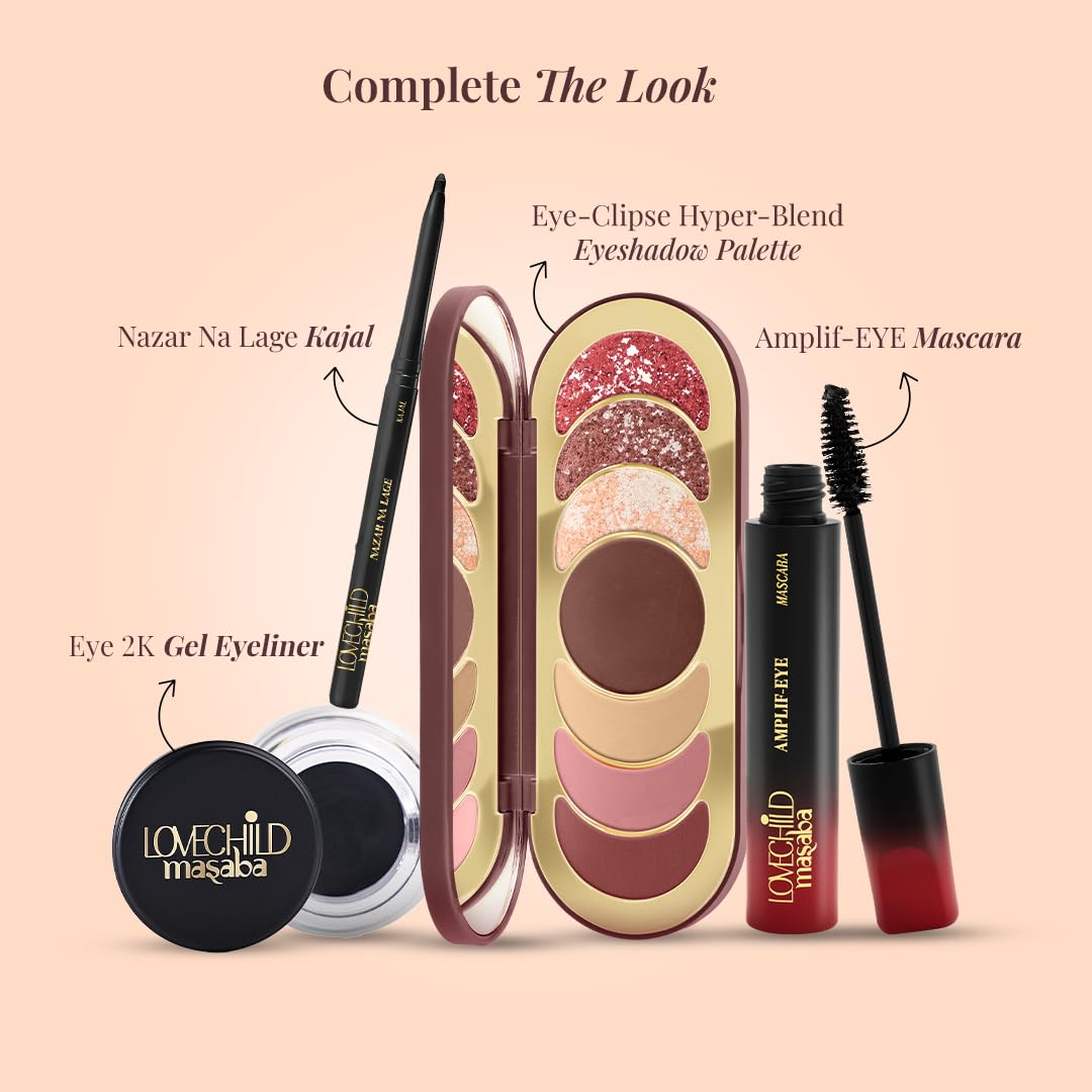 Lovechild Masaba Hyper-Blend Eyeshadow Palette,7-In-1 Matte & Shimmer Colors(Cosmo Glitz),Intense Pigment,Blendable,Infused With Vitamin E & Jojoba Oil,Travel Friendly Eye Makeup,11 G,Multicolour
