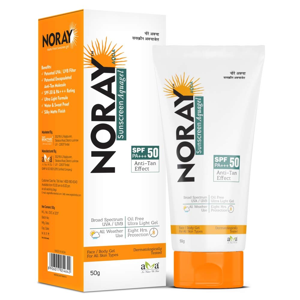 Vegetal Noray Aquagel Broad Spectrum Sunscreen, Spf-50, Pa+++ With Anti Tan Effect - 50G - Dry