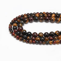 35pcs 10mm Natural Stone Beads Tricolor Tiger Eye Beads Energy Crystal Healing Power Gemstone for Jewelry Making, DIY Bracelet Necklace