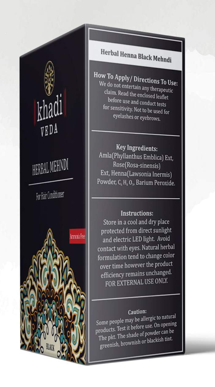 Khadi Veda Herbal Mehndi Henna Powder 100gm each (Pack of 3)(Black)