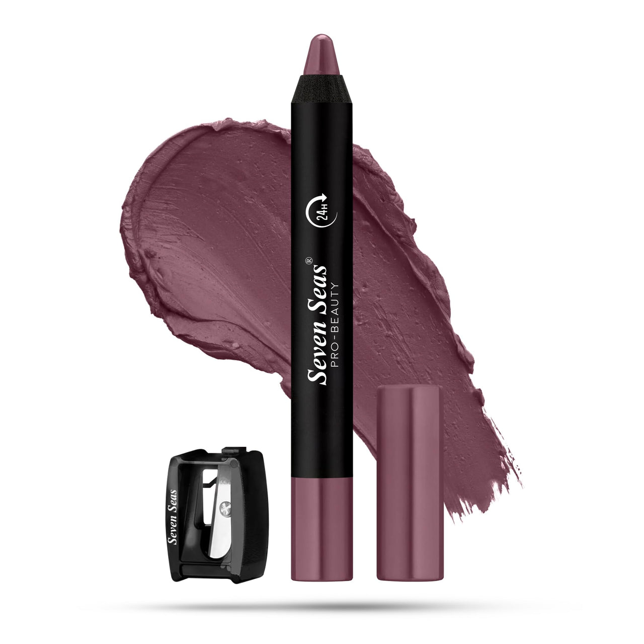 Seven Seas Matte Mood Non Transfer Crayon Lip Color With Sharpner | Matte Finish | Long Lasting Crayon Lip Color for Women (Choco Mud)