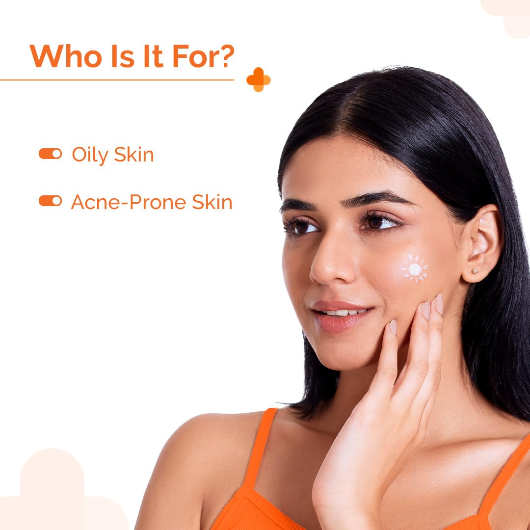The Derma Co 1% Hyaluronic Sunscreen Oil-Free Gel SPF 50 PA++++ | For Oily, Acne-Prone Skin | Lightweight Texture | No White Cast | UVA/UVB, Broad Spectrum Protection & Blue Light Protection | Non- Comedogenic | Clinically Tested - (In -Vivo) | Tan Protec
