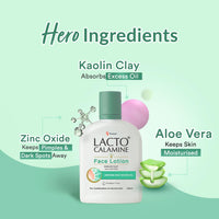 Lacto Calamine Face Lotion | 120ml | Daily Moisturizer For Face - Combination To Normal Skin | Kaolin Clay & Aloe Vera | Abosrbs Excess Oil | Fights Pimples, Darkspots & Blackheads | Body Lotion