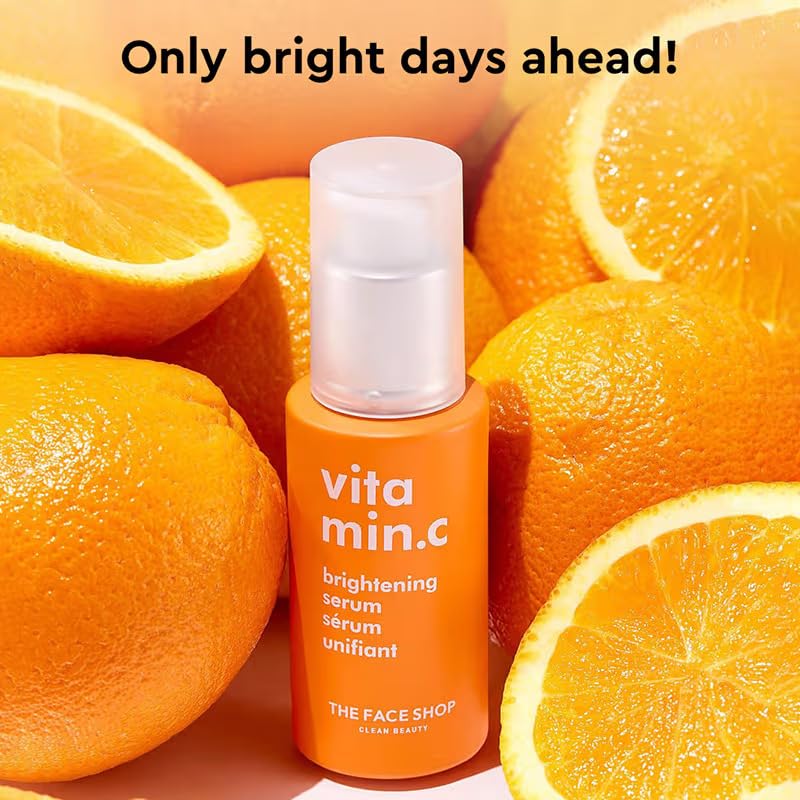 The Face Shop Vitamin C Brightening Face Serum 30ML– Glowing Complexion Booster with Niacinamide & B5 – Hydrating & Anti-Aging Serum for Dull Skin, Dark Spots, Scars