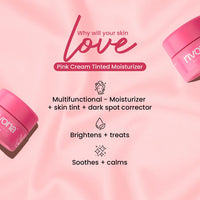 Rivona Naturals Deep Bright Pink Face Cream | Tinted Moisturizer | Long-Lasting Hydration | Light makeup look | Vegan | Niacinamide & Mulberry Extracts | All Skin Type | Glowy, Glass Skin | 50 gm ( Deep shade)