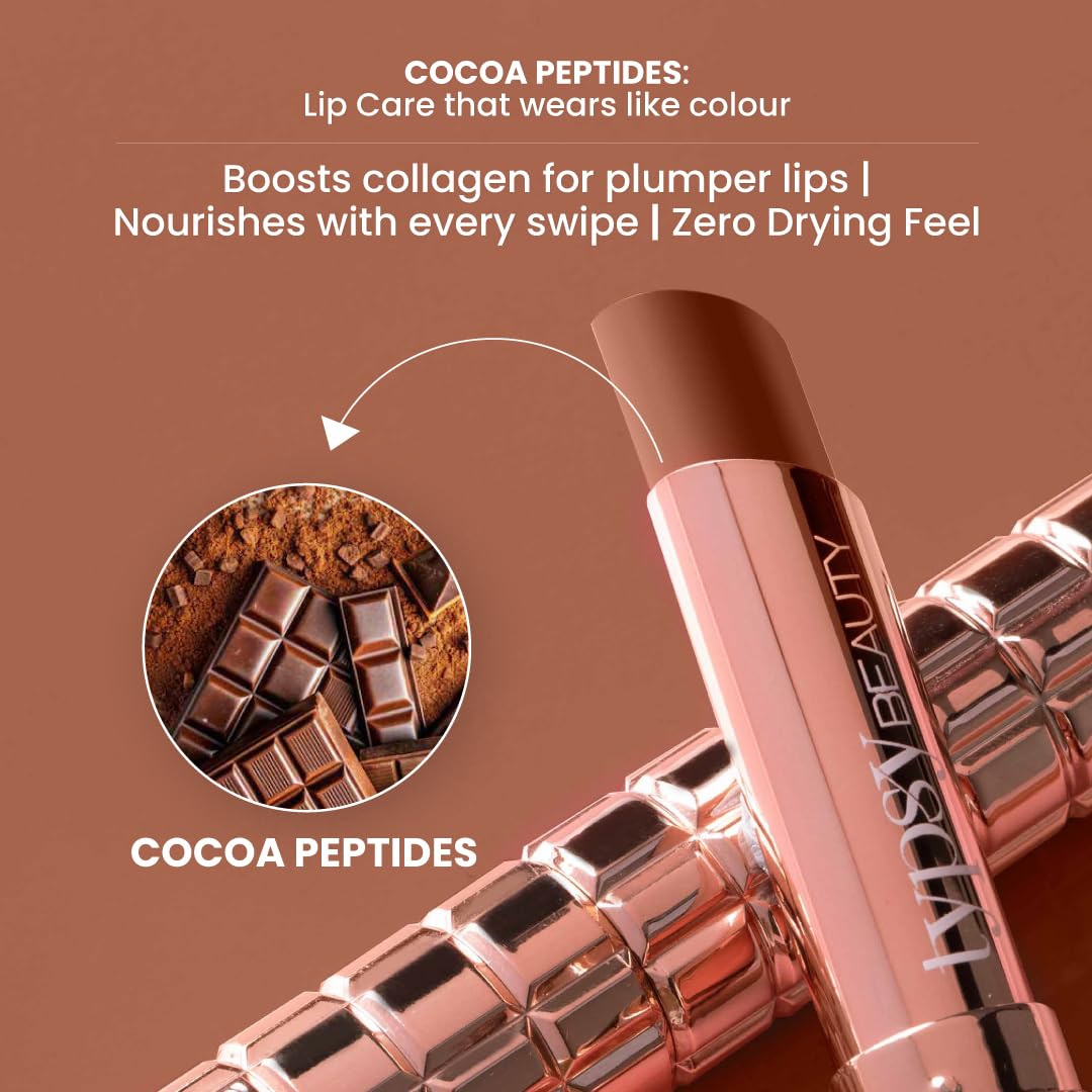 Typsy Beauty Cocoa Peptide Velvet Matte Lipstick | 8hr Wear, Soft Blur Finish, Lightweight Texture, Hydrating Nude Lipstick| Brownie Bite Light 01 | Cocoa Peptides | Vegan & Paraben-Free 3.5g