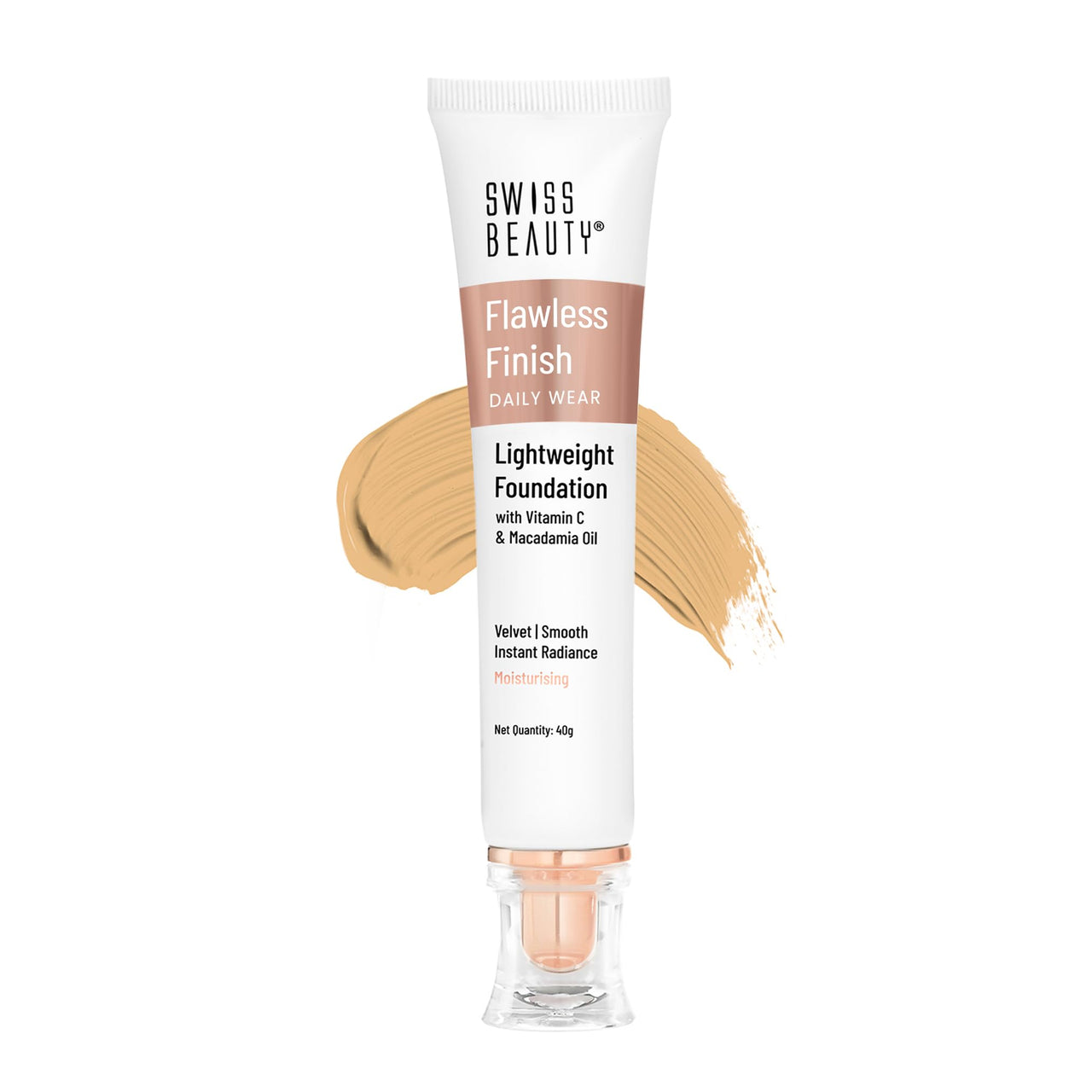 Swiss Beauty Flawless Finish Foundation | Medium Coverage | Lightweight |Oil-Free Formula |Radiant Finish | Shade - Natural Nude, 50gm