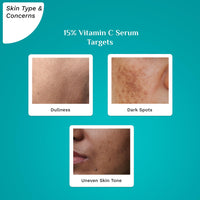 Pilgrim 15% Vitamin C Face Serum For Glowing Skin 20ml | Serum with Vit C, Ferulic acid, and Vit E | Reduces Dark Spots & Evens Skin Tone | Fragrance Free | For Men and Women | For All Skin Types