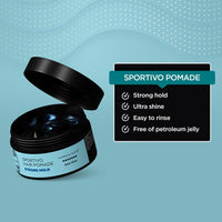 The Man Company Sportivo Stronghold Hair Styling Pomade Wax for Men | Stylish Glossy Finish Hair Volumizer | Non Sticky - 100gm