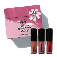Ruby's Organics Lip Beauty Gift Kit- Lip Oil Glossy Minis Sunset, Moisturizing, Long Lasting, Non Sticky & Non Drying, Natural Lip Makeup, Paraben Free - Sangria, Grapevine and Toffee Shades