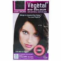 Vegetal Bio Hair Colour - Dark Brown 50g Achieve Natural, Ammonia-Free Hair Color PPD-Free, 100% Herbal Certified Organic for Men and Women UV Protection and Luster Maintenance Complete Kit