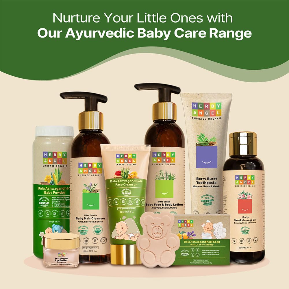 Herby Angel Natural Soap for Babies & Kids with Tear-Free Formula | Parabens, SLS/SLES and Silicones Free | Dermatologically Tested | Pack of 3 (75 Grams Each)