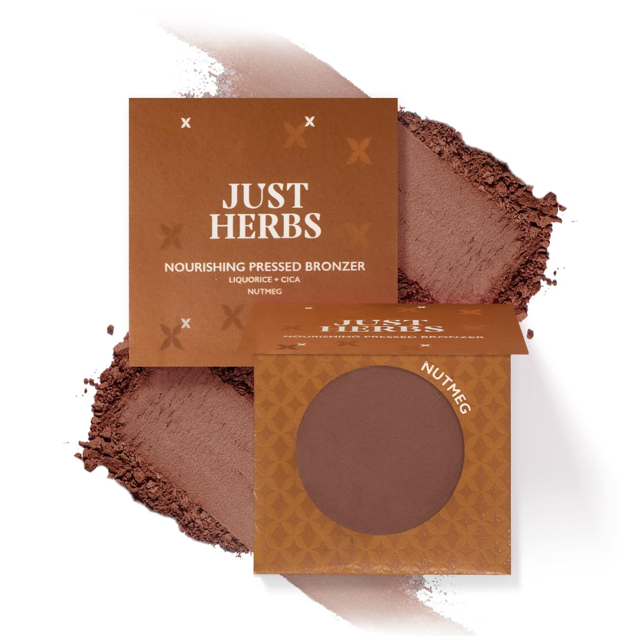 Just Herbs Nourishing Pressed Bronzer Liquorice + Cica for Face Makeup 3.5g (Nutmeg, 3.5)
