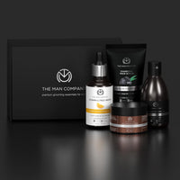 The Man Company Face on Point Facial Kit with Vitamin C Serum, Charcoal Face Wash & Face Scrub, daily Moisturizing Cream | Soft & Supple Skin | Gift Set for Him