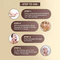 GLAMACIOUS Deep Pore Vitamin C Foaming Face Cleanser with Brush (100ml) | Anti-Acne & Pigmentation Control | Purifies, Detoxifies & Nourishes Skin | Sebum Control with Licorice & Niacinamide