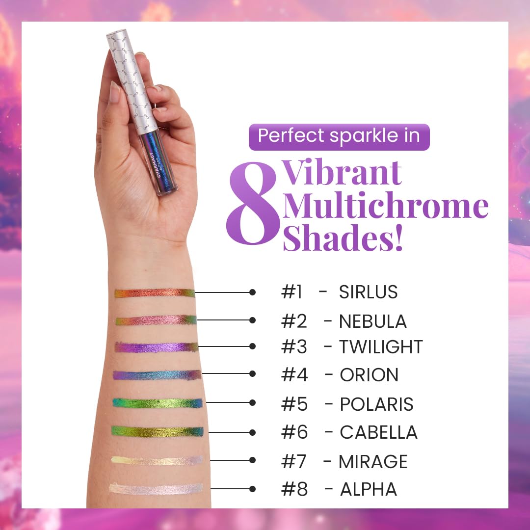 Charmacy Milano Stellar Duo-Chrome Eyeliner - Mirage 7, Smudgeproof, Quick Dry & Long Lasting Eyeliner, Vibrant Eye Makeup For Women, 8 Shades (1.5 gms)