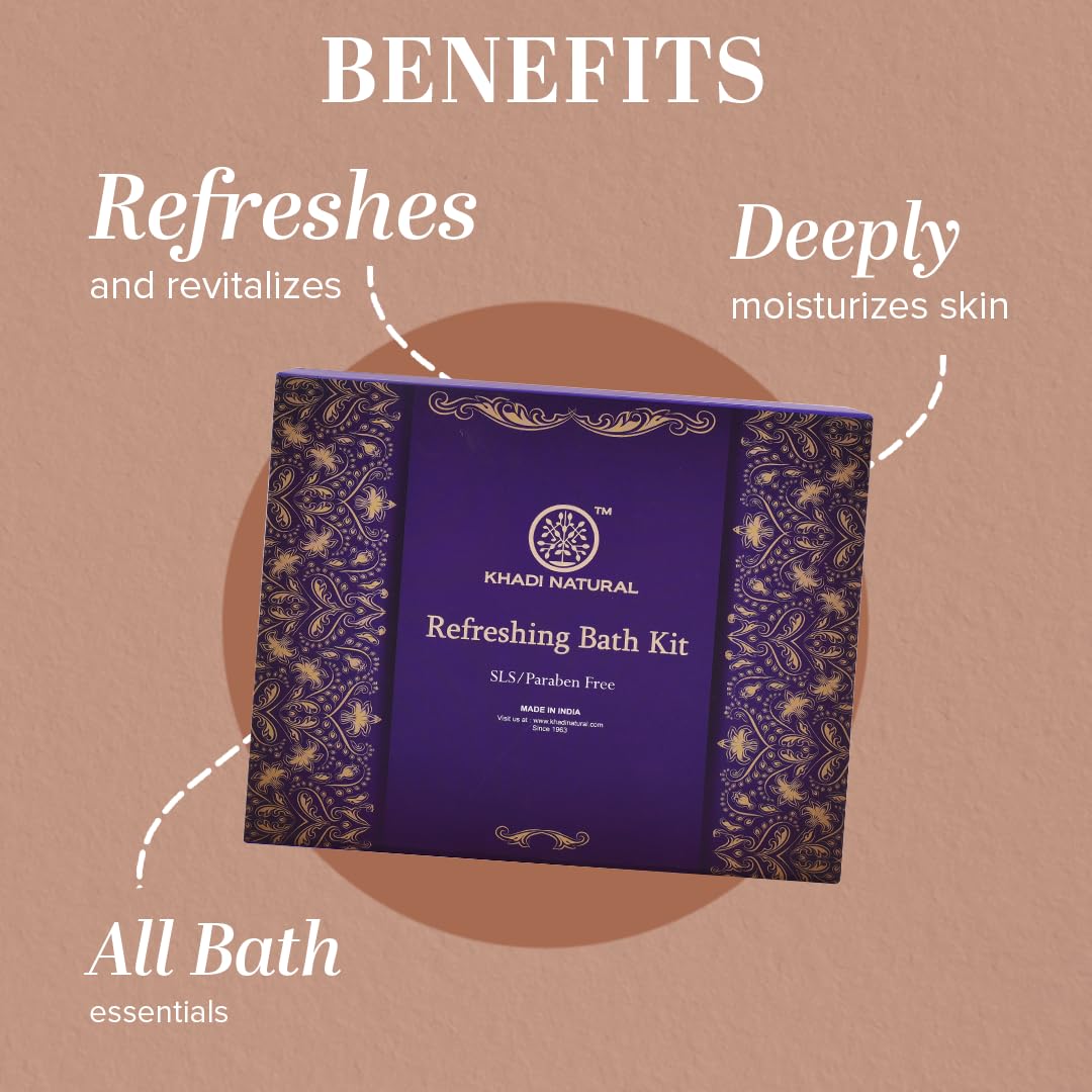 Khadi Natural Refreshing Bath Bar Kit | Refreshes & Revitalizes Skin | Deeply Moisturizes | Contains All Bath Essentials | Provides Everyday Freshness