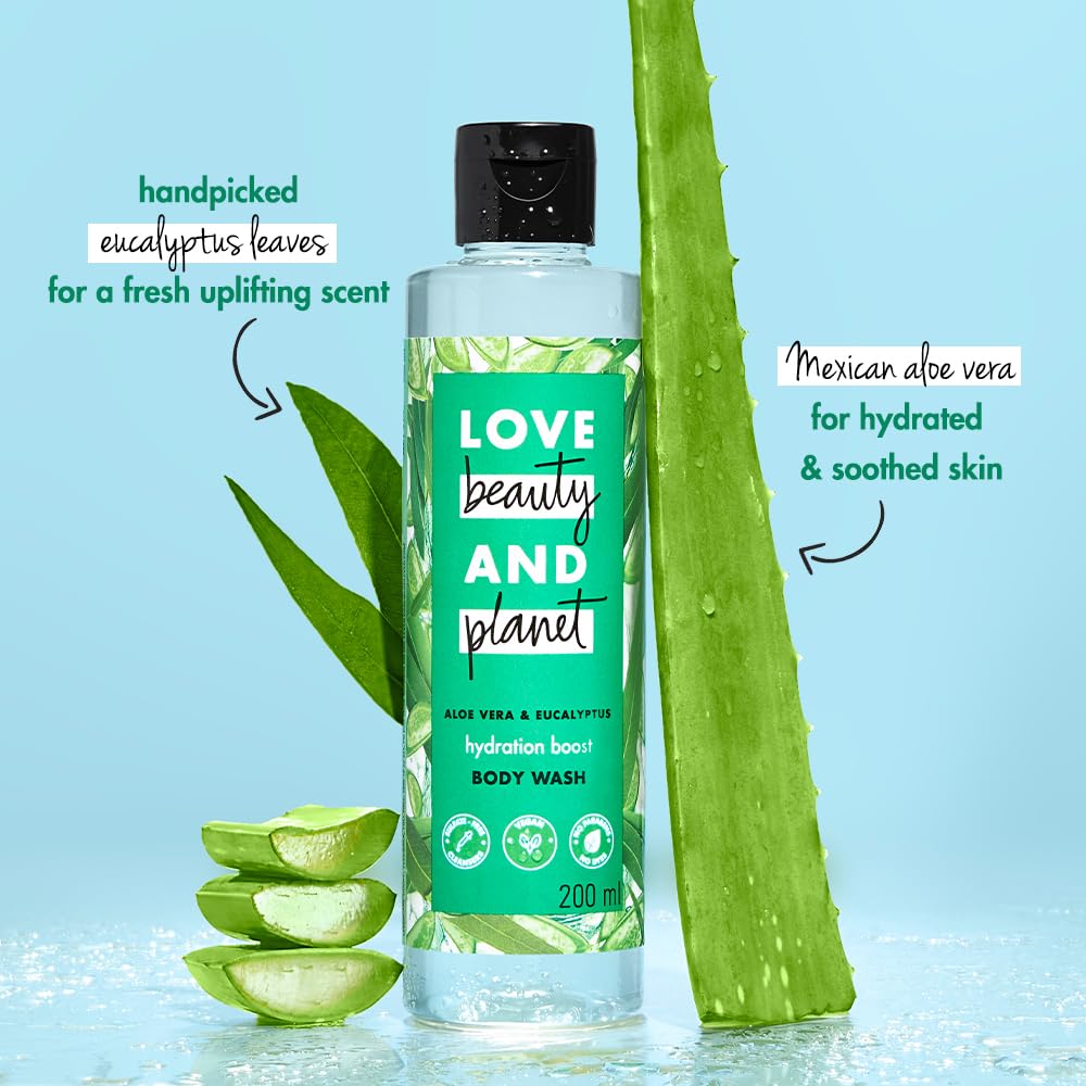 Love Beauty & Planet Aloe Vera & Eucalyptus Refreashing Bodywash| Natural Shower Gel for Soft,Smooth Skin,200 ml