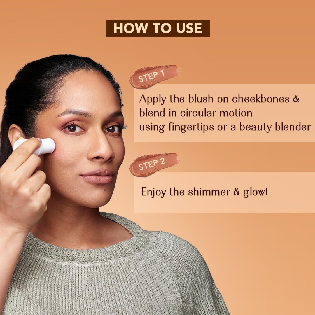 LoveChild Mini Masaba Bloominator Makeup Stick, Lumi-Matte Creamy Blush with Illuminator, Hydrating Shea Butter, Velvety Finish, Buildable, Richly Pigmented, Snuggle (Reddish Brown) 7.5g