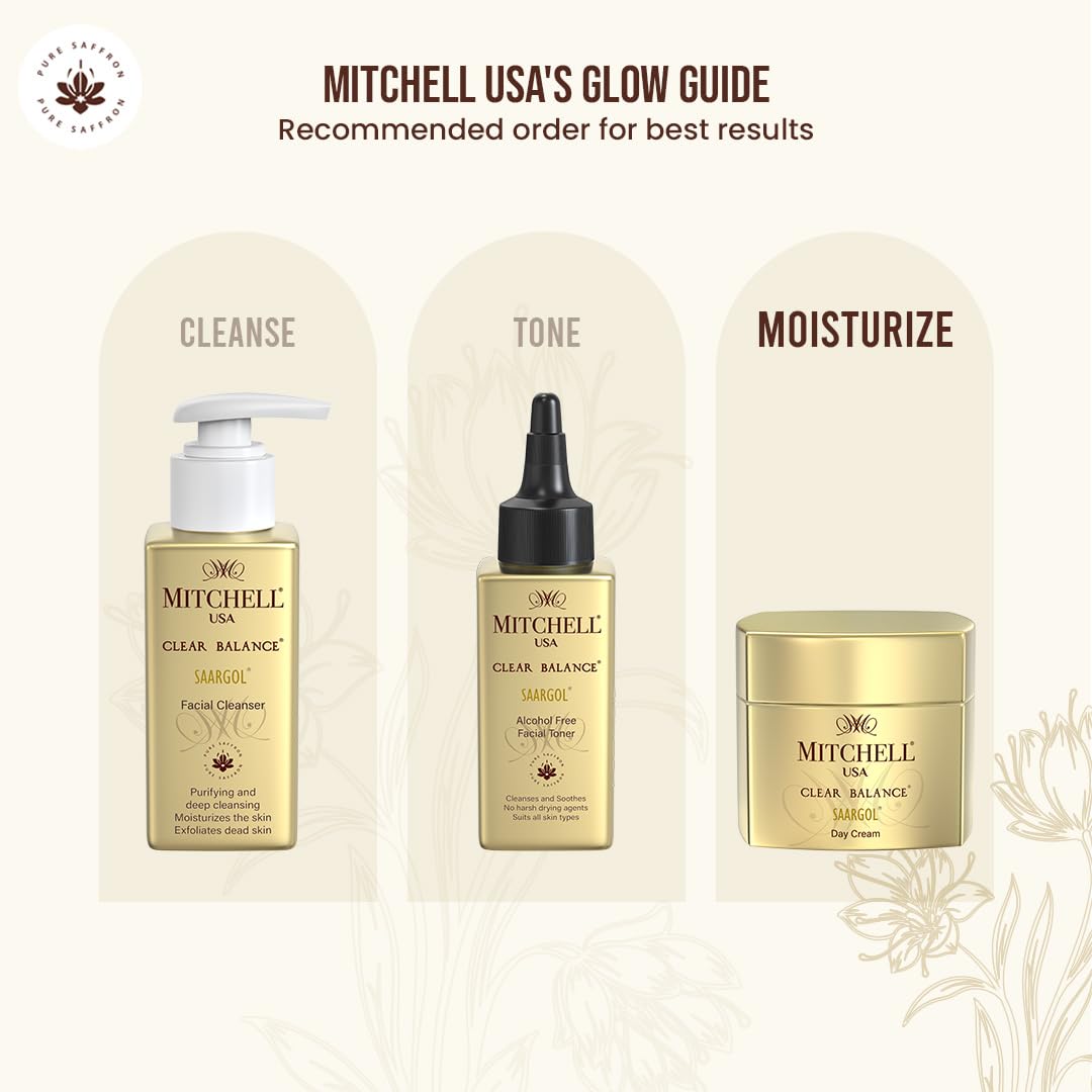 Clear balance Saargol Day Cream - Hydrating And Moisturizing Daily Facial Cream | Almond Oil, Vitamin E, Saffron Extract For A Clearer, Suitable For All Skin Types | 50G