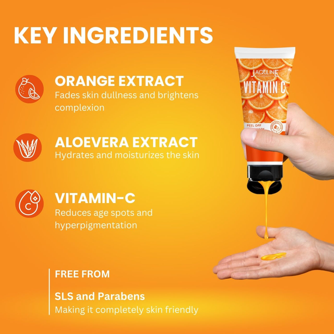 Jaquline USA Vitamin-C Peel Off Face Mask for Men & Women both | Fights Pollution & Dirt | Removes Impurities & Acne | Deeply Detoxifies Skin | Dermatologically Tested | 100ml