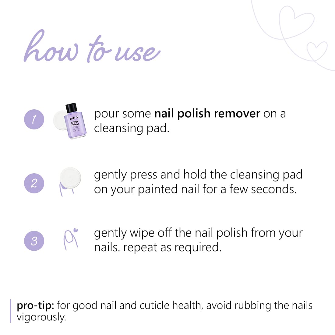 Plum Color Affair Acetone-Free Nail Polish Remover | Nourishing Formula with Sweet Almond & Argan Oil | Vitamin E-Infused | 100% Vegan & Cruelty-Free | Easy & Gentle Removal | 30ml