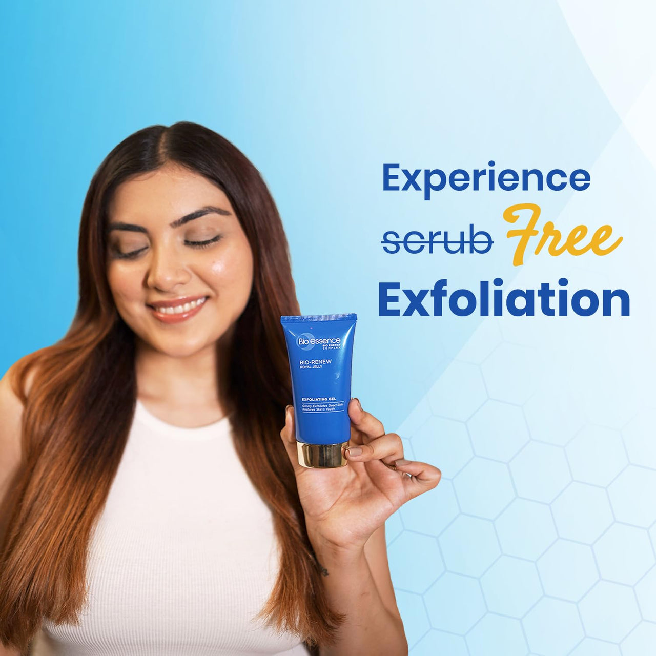 Bio Essence Scrub Free Exfoliation Gel Cleanser|Royal Jelly|Boosts Skin's Absorption For Cream,Serum,Oil|Removes Dead Skin|Brightens Skin|Moisturises For Glowing Skin|No Dryness Gentle|60 Gm