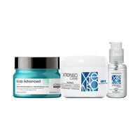 L'OREAL PROFESSIONNEL PARIS Anti-Oiliness 2-In-1 Clay Mask, Absolut Repair Lavender Mask & Absolut Repair Serum For Dry & Damaged Hair And For Very Oily Scalps, 1 Count