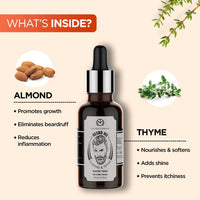 The Man Company 100% Natural Beard Oil - 50 ml with Almond & Thyme for Faster, Thicker & Longer Beard | Best Beard Growth Oil for Men, Nourishes & Strengthens Uneven Patchy Beard