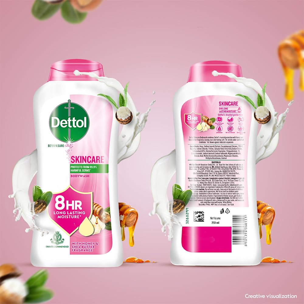 Dettol Cool Body Wash 500ml, Lime Refill, Honey Shower Gel