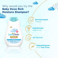 Baby Dove Shampoo 400 ml, Mild No Tears Rich Moisture Baby Shampoo for kids, Gentle Care for Baby's Soft Hair - No Sulphates No Paraben shampoo