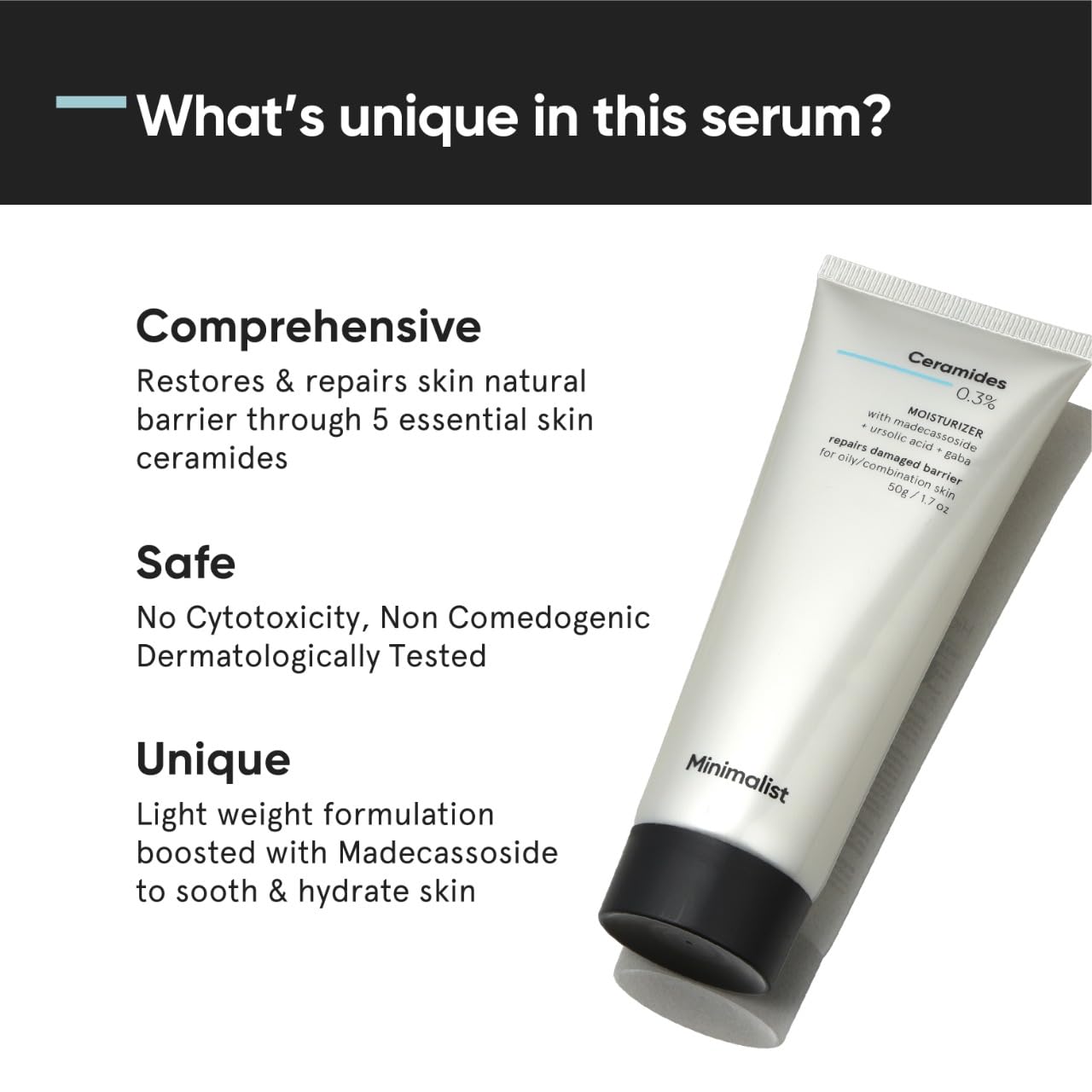 Minimalist 0.3% Ceramide Face Moisturizer For Barrier Repair & Deep Moisturization | Daily Repairing Face Moisturizing Cream | For Oily - Combination Skin | 50g