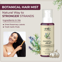 TYC - Trust Your Choice Rosemary and Allicin Water Hair Spray, Botanical Hair Mist for Hair Fall Control, Hair Growth and Scalp Health, Natural Anti-Hair Loss Treatment, 100 ml (Pack of 1)