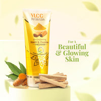 VLCC Ayurveda Skin Brightening Haldi & Chandan Face Wash - 100ml X 2 - For Skin Brightening | Paraben & Colorant Free | Chamomile Oil, Yastimadhu & Haridra Extract