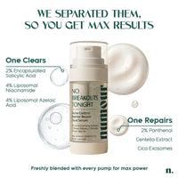 Numour No Breakouts Tonight| Dual Acne face Serum 20ml | 8% Actives 2% Encapsulated Salicylic + 4% Niacinamide + Azelaic Acid & Zinc | Acne‑Prone & Sensitive Skin