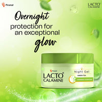Lacto Calamine Green Tea Night Gel Moisturizer For Women | 50g x Pack of 1 | Night Cream For Oily Skin with Niacinamide & Glycolic Acid | Overnight Hydration | Sulphate & Paraben Free