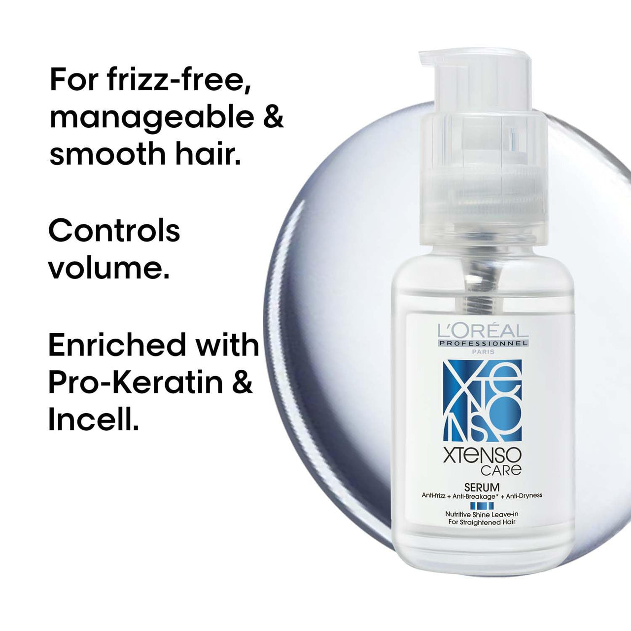 L'Oréal Professionnel Xtenso Care Leave-In Serum for Frizz-Free, Smooth & Manageable Hair 50ml | Enriched with Pro Keratin & Incell | For Men & Women | Unruly, Unmanageable Hair (Pack of 2)