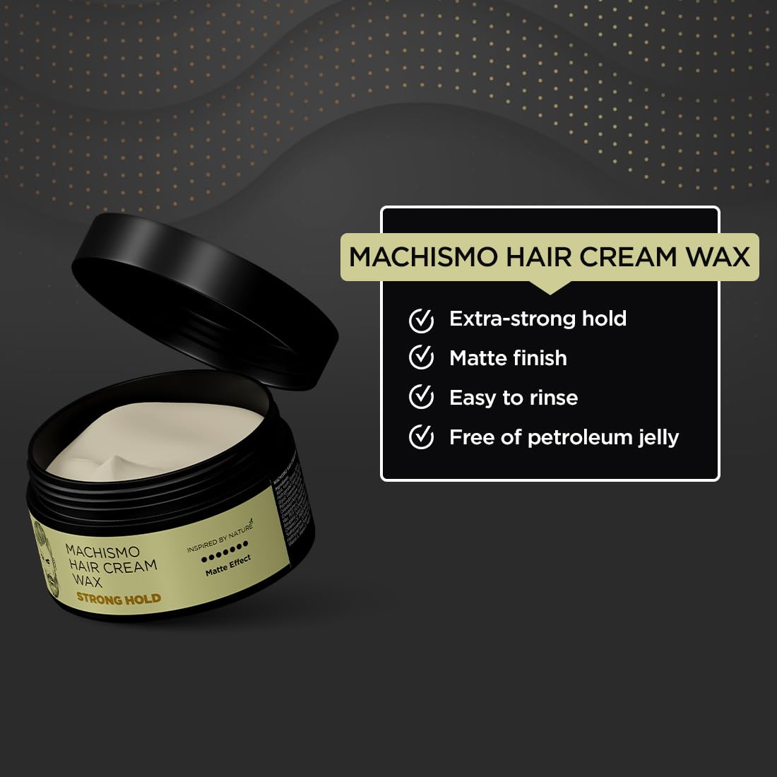 The Man Company Machismo Stronghold Hair Wax for Men | Stylish Matte Finish with Volume | Non Sticky - 100gm
