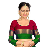 PAREVDEE Women's  Dobby Cotton Saree With Blouse Piece