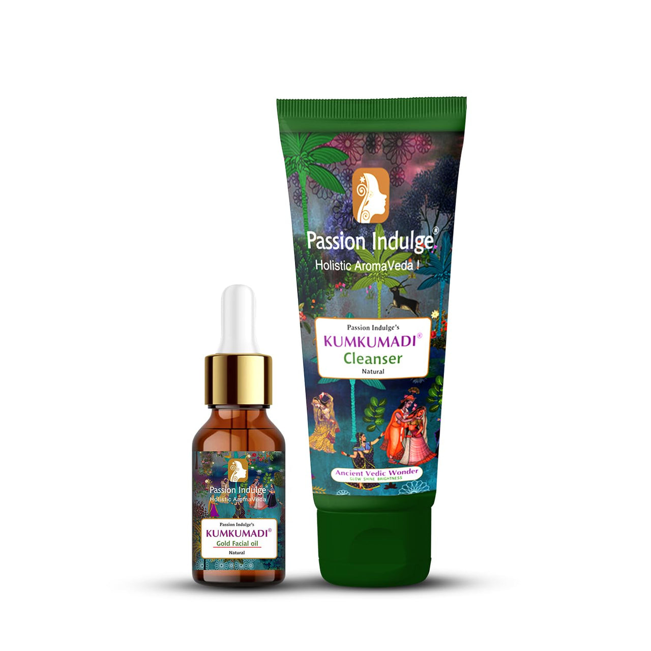 Passion Indulge Natural Kumkumadi Cleanser 100ml & Kumkumadi Facial Oil 10ml Combo Pack